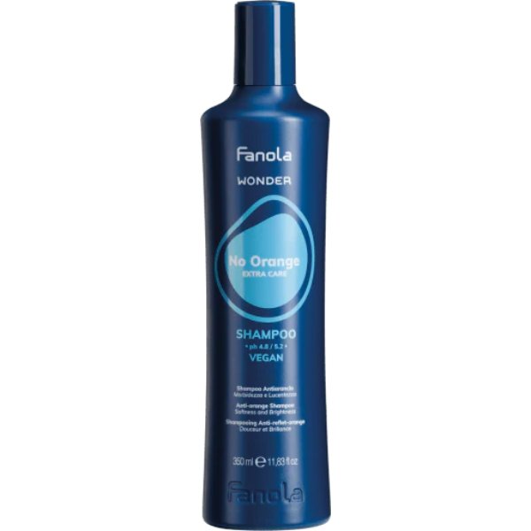 Fanola Wonder No Orange shampoo bottle on a white background