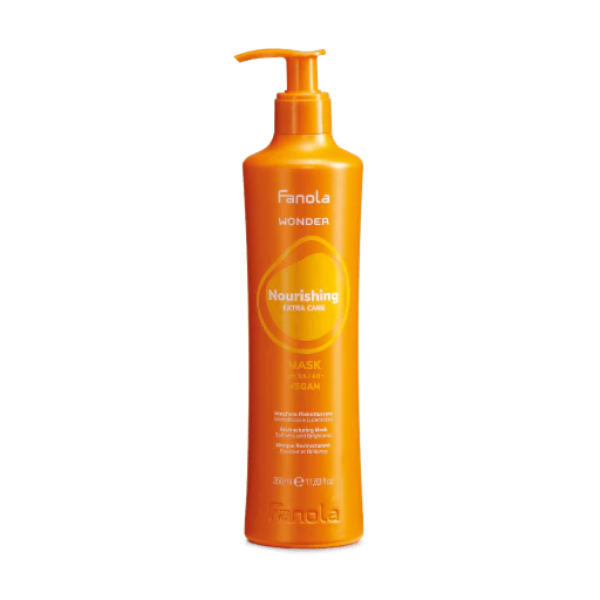 Orange bottle of Fanola Nourishing Mask on a white background