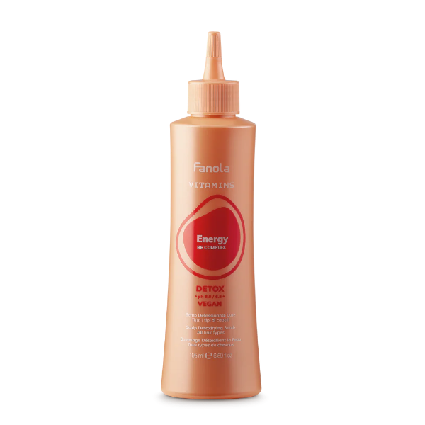 Fanola Vitamin E Detox hair care product bottle on a white background