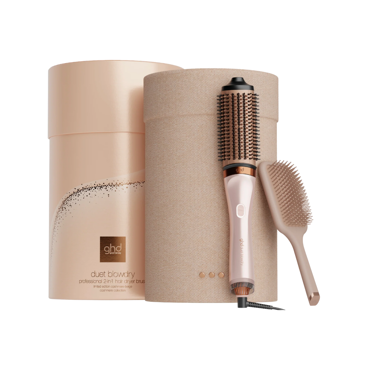NEW GHD DUET BLOWDRY HAIR DRYER BRUSH FESTIVE GIFT SET IN CASHMERE BEIGE