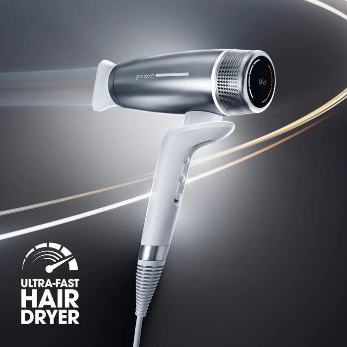NEW GHD SPEED HAIR DRYER IN SILVER WHITE