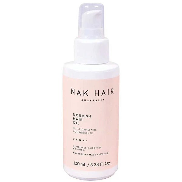Nak Hair Australia nourish hair oil bottle on a white background