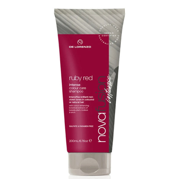 De Lorenzo Ruby Red shampoo tube on a white background
