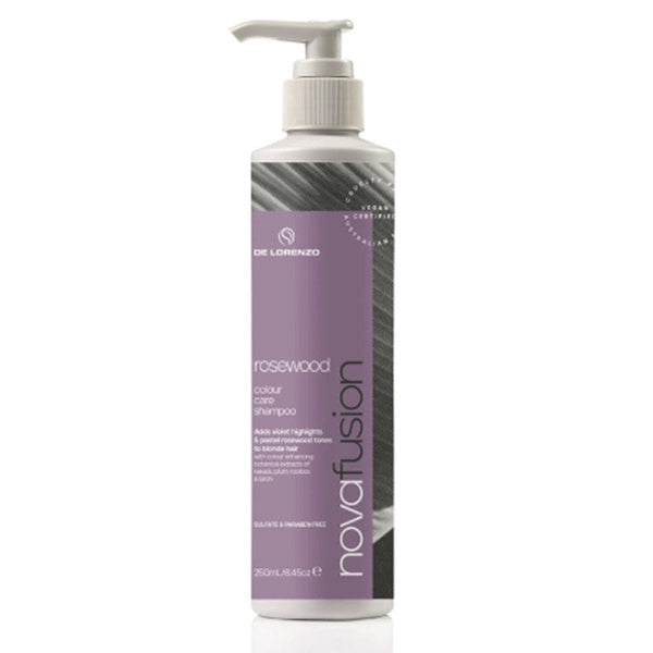Novafusion rosewood shampoo bottle on a white background