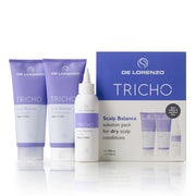De Lorenzo Tricho scalp care product set on a white background