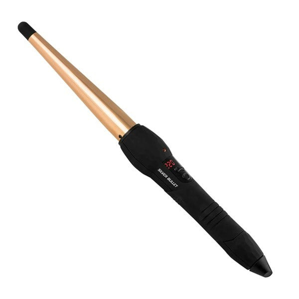 Black and gold hair styling tool on a white background