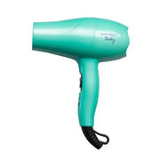 Turquoise hair dryer with 'Silver Bullet' branding on a white background