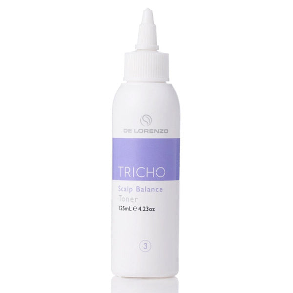 White bottle of Dr. Lorenzo Tricho Scalp Balance Toner on a white background