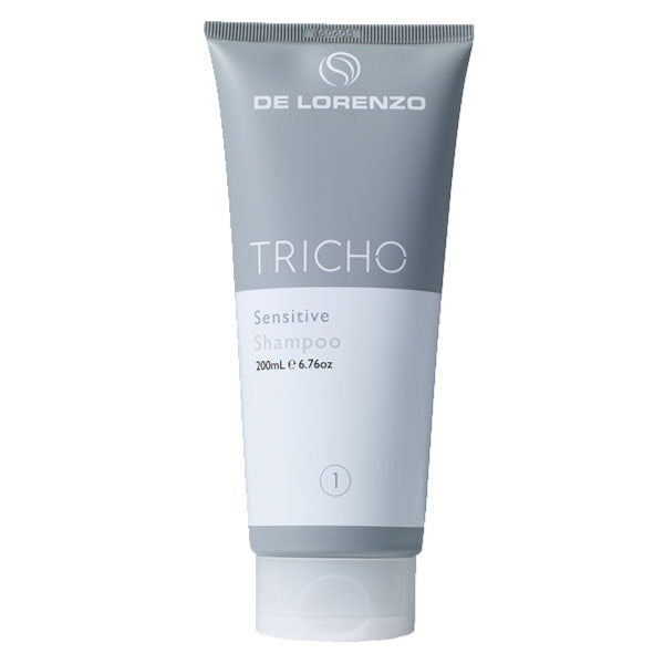 De Lorenzo Tricho Sensitive Shampoo tube on a white background