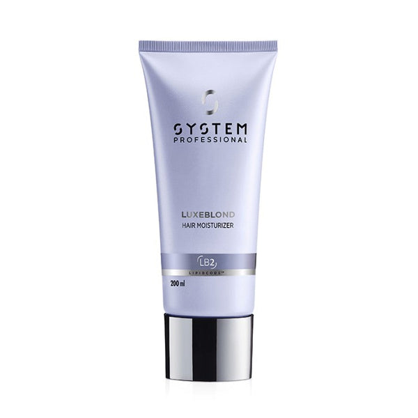 System Professional LuxeBlond hair moisturizer tube on a white background